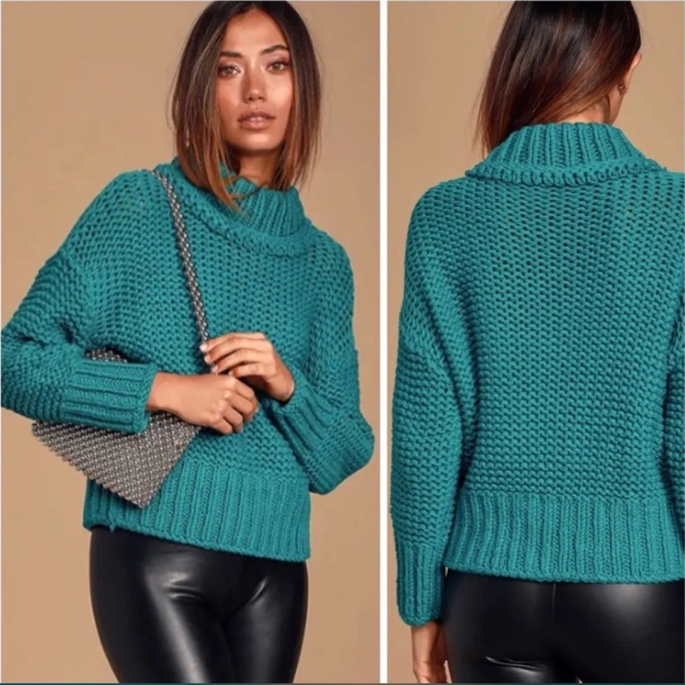Sz XS Free People $108 MSRP NWOT My only Sunshine Dark Turquoise Sweater